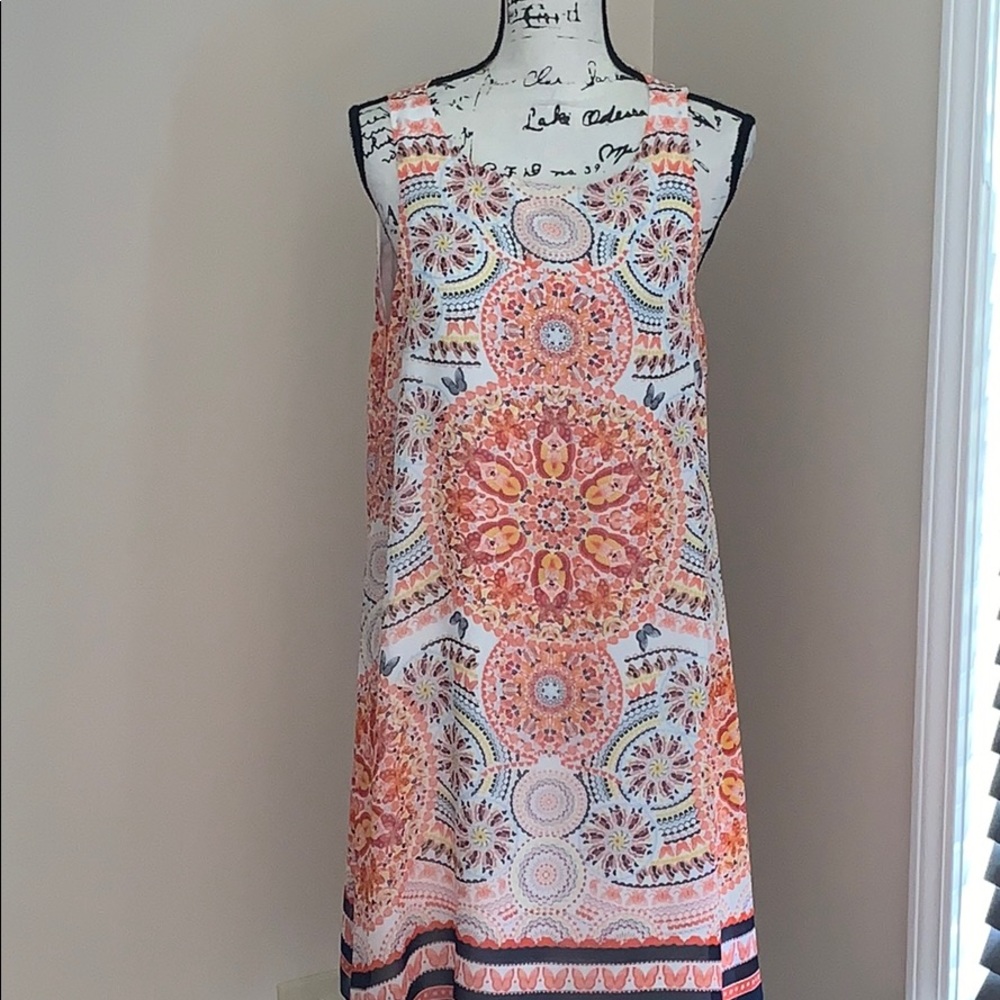 MAX EDITION shift dress butterfly orange white M